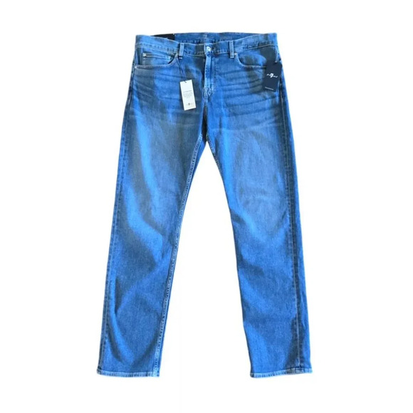 7 For All Mankind Other - 7 For All Mankind Men's Jeans Slimmy Slim Straight Leg Stretch Blue Denim Sz 38